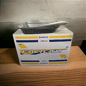 Bandeja de Alumínio Retangular 1500ml com Tampa Caixa com 100unid Facilar