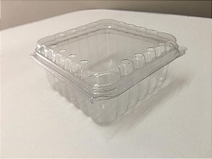 Pote Quadrado Cumbuca Com Furos Para Frutas Gf06 300ml Caixa Com 400unid Cristal Pet Galvanoteck