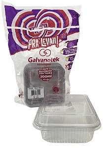 Pote Quadrado Um Doce G650 Com Tampa 200ml Kit Com 10conjuntos Galvanotek