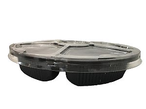 Bandeja Petisqueira G550 Com 5 Divisórias Preta 1000ml Caixa Com 100cj Galvanotek