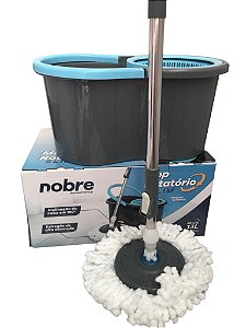 Conjunto Mop Rotatorio Slim Balde 13litros Com Cesto Plastico E 1 Refil Rotary Mop Nobre