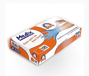 Luva Para Procedimento Nitrilica Sem Pó  Azul Tamanho G Caixa Com 100luvas Medix