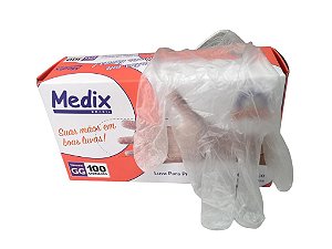 Luva Para Procedimento Vinil Com Po Tamanho Gg Caixa Com 100luvas Medix