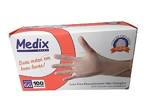 Luva Para Procedimento Vinil Com Po Tamanho Gg Caixa Com 100luvas Medix