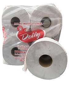 Papel Higienico Rolao Delly 300 Metros X10cm Fardo Com 8rolos 100% Fibras Celulósicas Delly(verm)