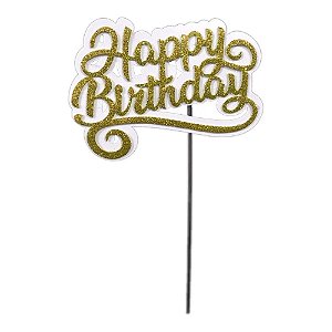 Topper De Bolo Glitter - Happy Birthday