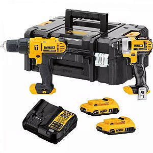 Combo Parafusadeira/Furadeira de Impacto DCD776 + Parafusadeira de Impacto DCF885 a Bateria com Carregador 2 Baterias e Caixa - Dewalt - DCK222D2T