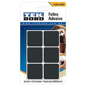 FELTRO QUADRADO 30MM PRETO CART C/12 UN TEKBOND