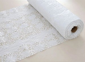 TOALHA MESA RENDADA BEGE LINHAS 1,37M X METRO KAPAZI