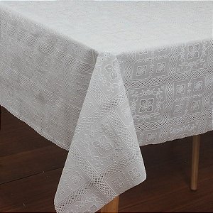 TOALHA MESA RENDADA BRANCA FOHINHAS 1,37M X METRO KAPAZI