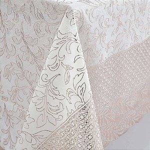 TOALHA MESA RENDADA CHAMPAGNE FLOR 1,37M X METRO KAPAZI