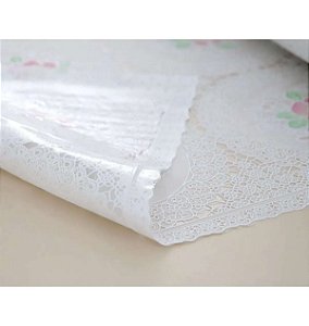 TOALHA MESA RENDADA COLORIDA FLORES REDONDA 1,37M X METRO KAPAZI