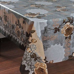 TOALHA MESA SUPER TERMICA FLORAL VINTAGE 1,40M X METRO PLASTCO