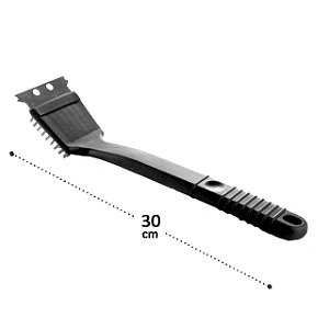 ESCOVA DE AÇO PARA GRELHA COM RASPADOR 30CM