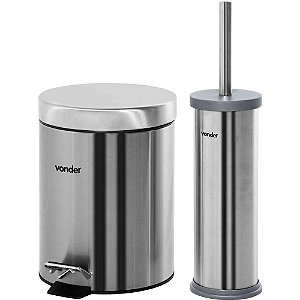 LIXEIRA REDONDA 5L INOX COM ESCOVA VONDER