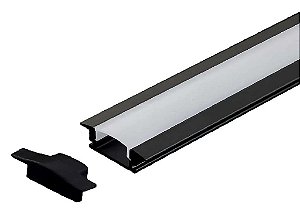 PERFIL LED EMBUTIR 3 METROS 24 X 7MM PRETO FOSCO LUMANTI