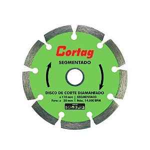 DISCO DIAMANTADO 110MM SEGMENTADO CORTAG FURO 20 MM