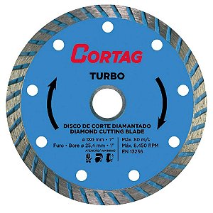 DISCO DIAMANTADO 180MM TURBO FURO O25,4 / REDUCAO O22,2 CORTAG
