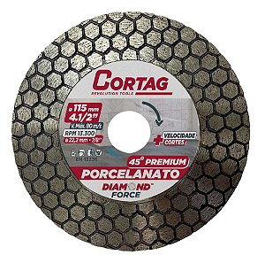 DISCO DIAMANTADO 115MM P/ CHANFRO 45O PREMIUM CORTAG