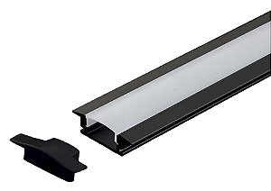 PERFIL LED EMBUTIR  3 METROS 22 X 12MM PRETO FOSCO LUMANTI