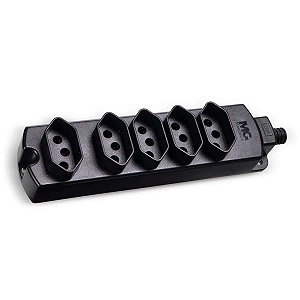 BARRA TOMADA MULTIPLA 2P+T 20A PRETO MARGIRIUS TMU5-320