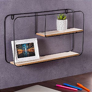 NICHO ARAMADO RETANGULAR C/PRAT. DOBRAVEL 52 X 29 X 10,5CM PRETO MULTIVISAO