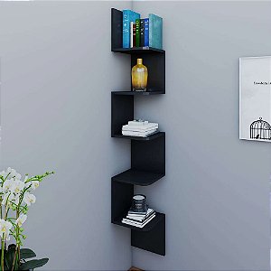 PRATELEIRA KIT CANTO ZIGZAG 158X25CM PRETO MULTIVISAO