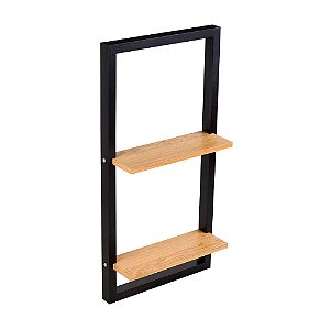 PRATELEIRA MADEIRA DUPLA 30 X 60CM QUADRO DECORATIVA PRETA MULTIVISAO