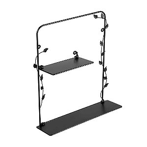 PRATELEIRA METAL 2 PRAT. DOBRAVEL FOLHAS 35 X 10 X 45CM PRETA MULTIVISAO