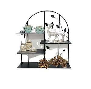 PRATELEIRA METAL 4 PRAT. DOBRAVEL FOLHAS 40 X10 X 44CM PRETA MULTIVISAO