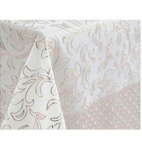 TOALHA MESA BRANCA FLORES 1,37M X METRO KAPAZI