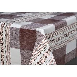 TOALHA MESA CLASSIC TECIDO XADREZ MARROM 1,37M X METRO KAPAZI