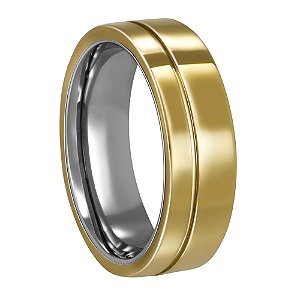 Aliança em Metal Moeda com Friso Lateral 6mm 8203