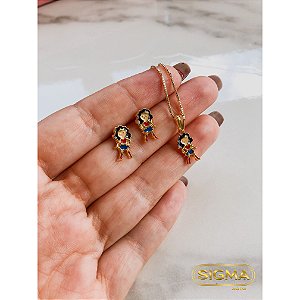 CONJUNTO MULHER MARAVILHA BANAHDO EM OURO 18K CJI762