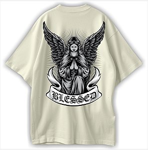 Blessed Camiseta Cristã Oversized Jesus Anjo de Deus