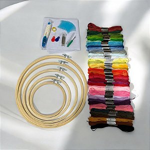 Kit Bastidores Completo P/ Iniciantes Bordado e Ponto Cruz