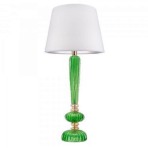 Abajur Murano Firenze C/ Detalhe Ouro Verde Esmeralda