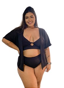 Biquíni Bikini Plus Size Com Kimono 3 Peças Moda Praia Kit