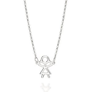 Gargantilha menina palito folheada a platina