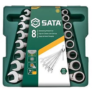 Jogo De Chave Combinada Catraca 8 peças 8 a 19mm Sata