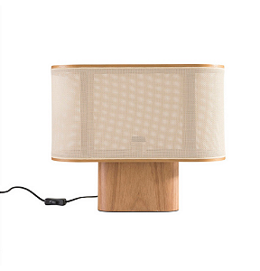 Abajur Madeira Castanho Eliptico