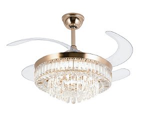 VENTILADOR CRISTAL CASCATA 50CM / 107CM 30W COM CONTROLE REMOTO