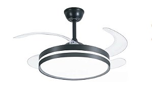 VENTILADOR PRETO 50CM/107CM 30W COM CONTROLE REMOTO MULTICOR