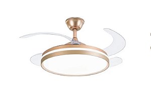 VENTILADOR DOURADO 50CM/107CM 30W COM CONTROLE REMOTO MULTICOR
