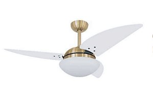 VENTILADOR TRÊS PÁS EM ACABAMENTO MDF LAQUEADO ESTRUTURA OURO