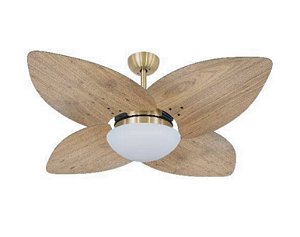 VENTILADOR QUATRO PÁS EM ACABAMENTO FREIJÓ OU IMBUIA ESTRUTURA OURO