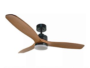 VENTILADOR PRETO E MADEIRA 132CM 15W COM CONTROLE REMOTO MULTICOR
