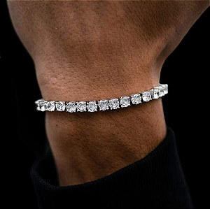 Pulseira iced zircônia cúbica Prata 925 17cm/18cm/19cm