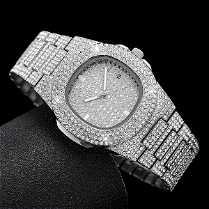 Relógio masculinos de aço inoxidável, com calendário