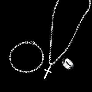 Conjunto de joias simples de aço inoxidável